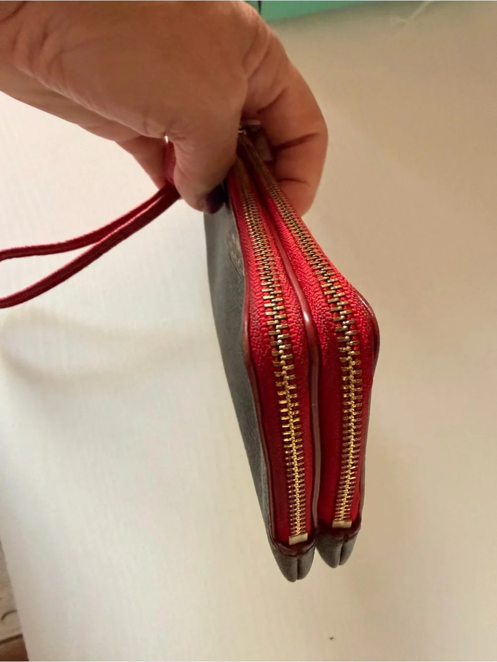 Coach Double Corner Zip Wristlet Signature  Coated Canvas.